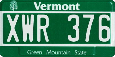 VT license plate XWR376