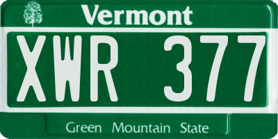 VT license plate XWR377