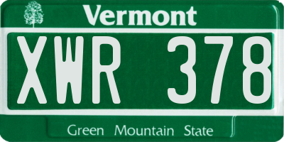 VT license plate XWR378