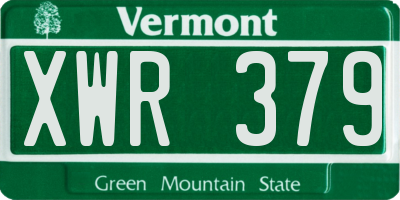 VT license plate XWR379