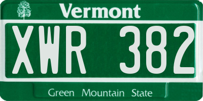 VT license plate XWR382