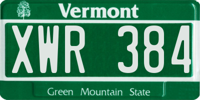 VT license plate XWR384