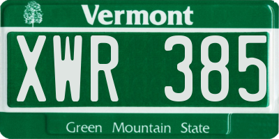 VT license plate XWR385