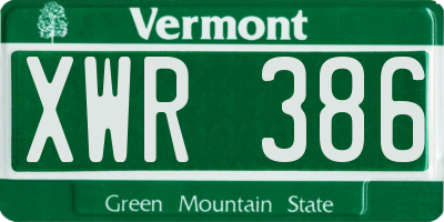 VT license plate XWR386