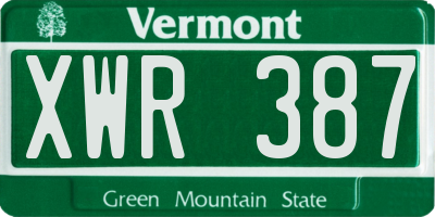 VT license plate XWR387