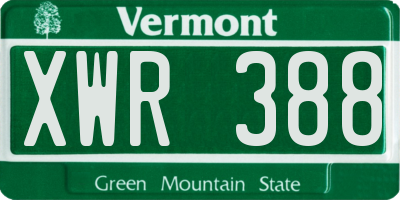 VT license plate XWR388