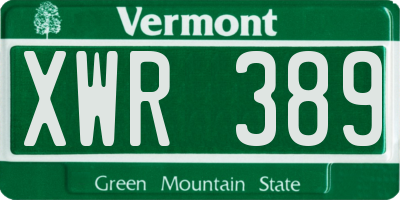 VT license plate XWR389