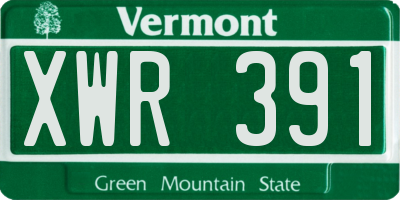 VT license plate XWR391