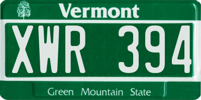 VT license plate XWR394
