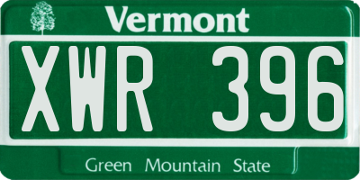 VT license plate XWR396