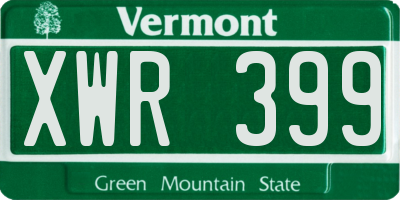 VT license plate XWR399