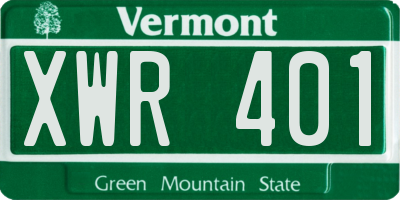 VT license plate XWR401