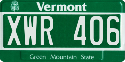 VT license plate XWR406
