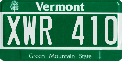 VT license plate XWR410
