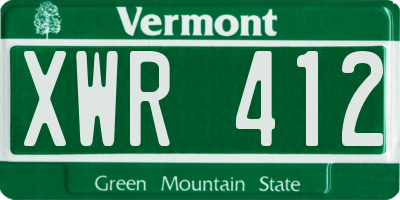 VT license plate XWR412