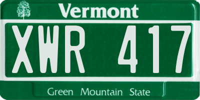 VT license plate XWR417