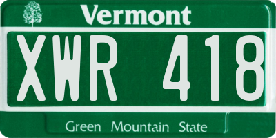 VT license plate XWR418