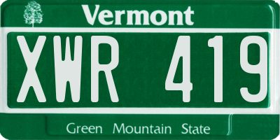 VT license plate XWR419