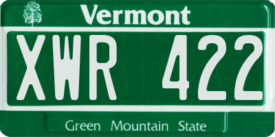 VT license plate XWR422