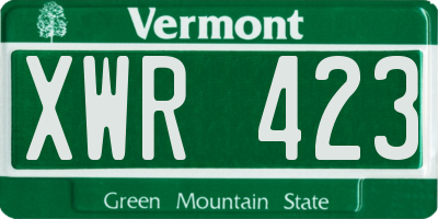 VT license plate XWR423