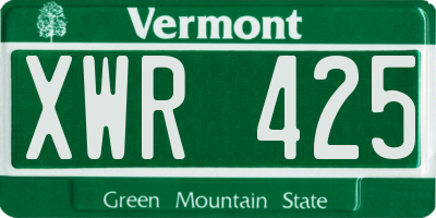VT license plate XWR425