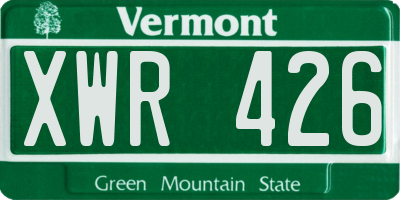 VT license plate XWR426