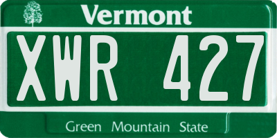 VT license plate XWR427