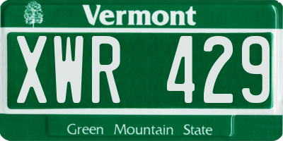 VT license plate XWR429