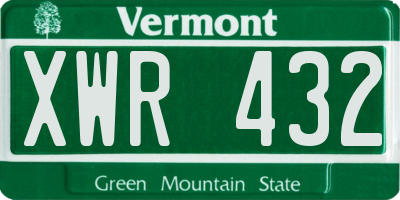 VT license plate XWR432