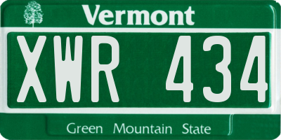 VT license plate XWR434