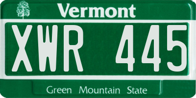 VT license plate XWR445