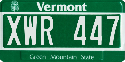 VT license plate XWR447