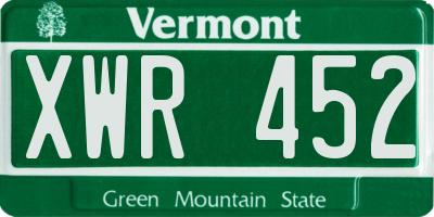 VT license plate XWR452