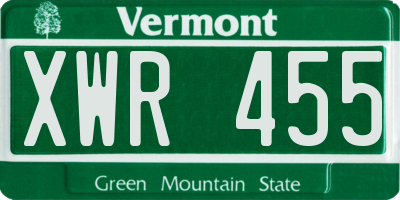 VT license plate XWR455
