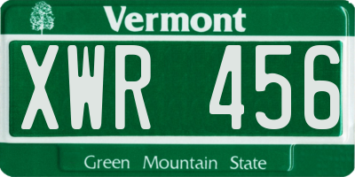 VT license plate XWR456