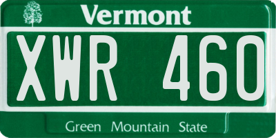 VT license plate XWR460