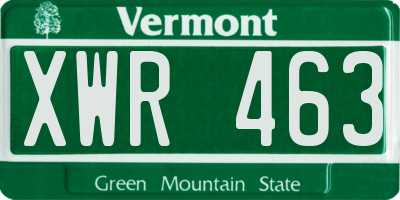 VT license plate XWR463