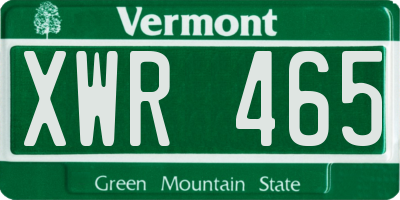 VT license plate XWR465