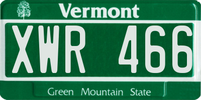 VT license plate XWR466