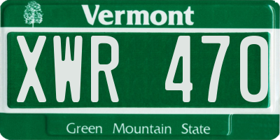 VT license plate XWR470