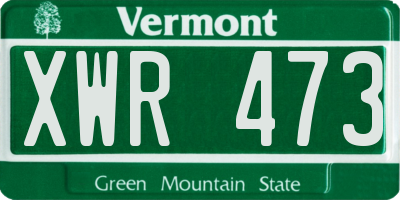 VT license plate XWR473