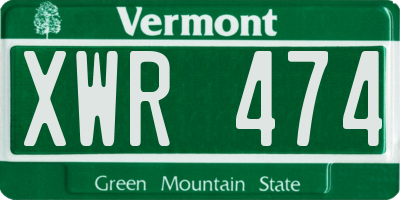 VT license plate XWR474