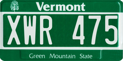 VT license plate XWR475