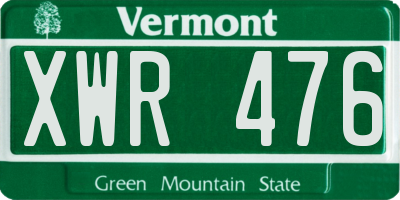 VT license plate XWR476