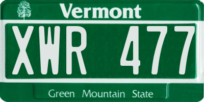VT license plate XWR477