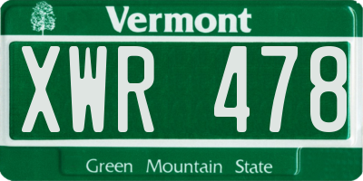 VT license plate XWR478