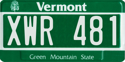 VT license plate XWR481
