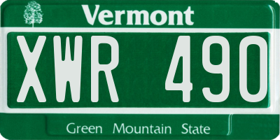 VT license plate XWR490