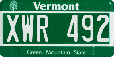 VT license plate XWR492