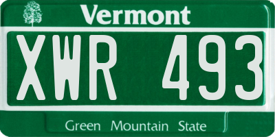 VT license plate XWR493